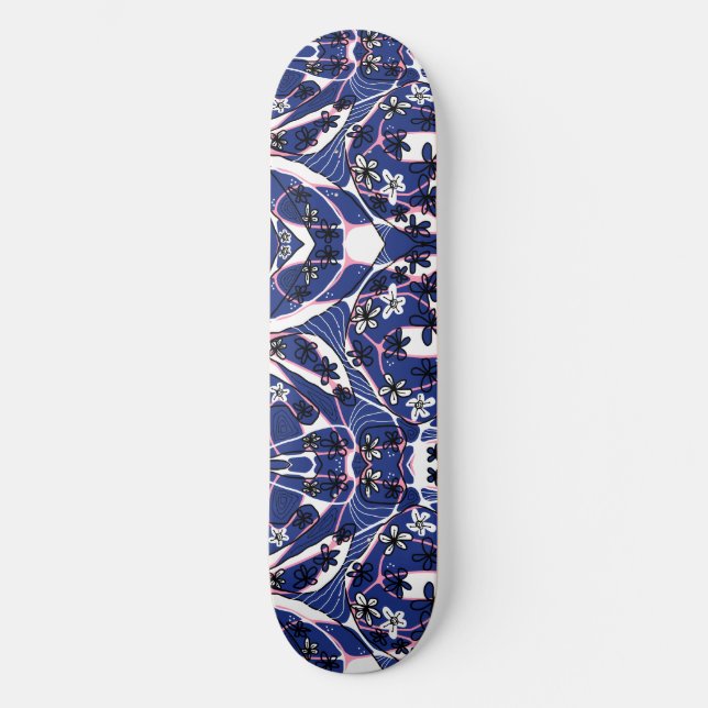 Skateboard Mazipoodles Maxima Flor Neuro Art Azul Rosa (Anverso)