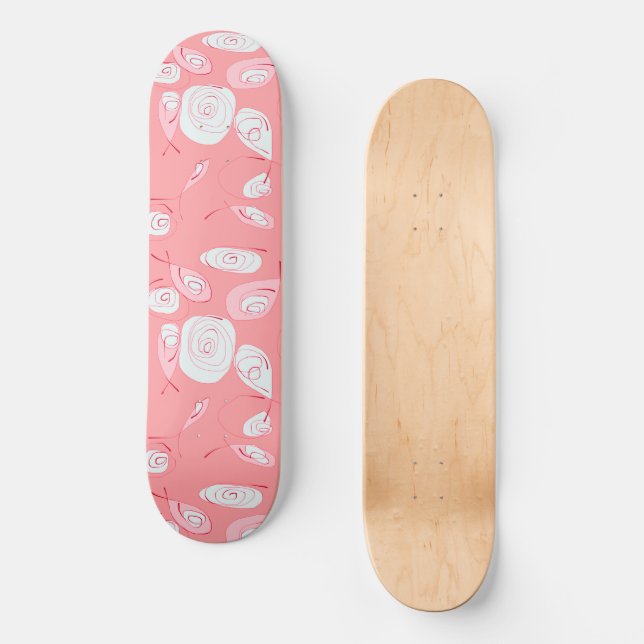 Skateboard Mazipoodles Rosas de pescado Rubor Blanco rosado (Anverso)
