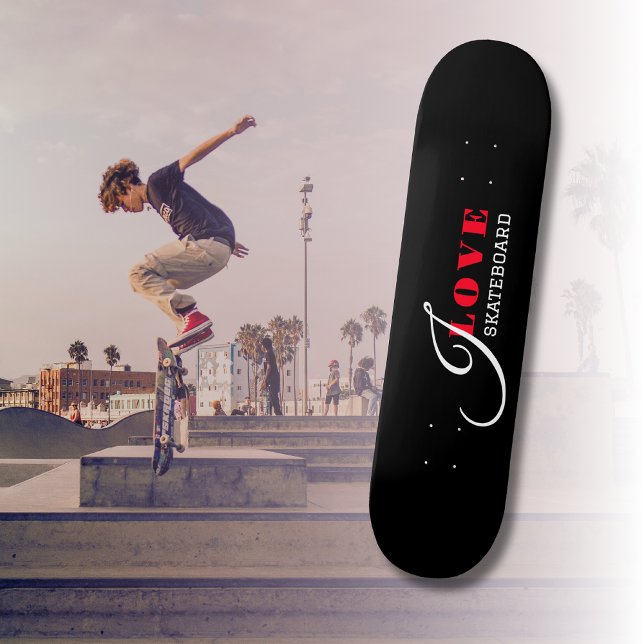 Skateboard Me encanta ( agrega tu texto) Regalo negro de San  (Subido por el creador)