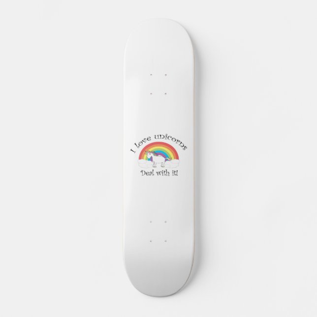 Skateboard ¡Me encantan los unicornios! (Anverso)