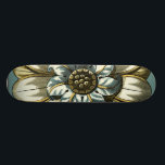 Skateboard Medallón Ornate Floral sobre fondo azul claro<br><div class="desc">Un fondo azul claro es el acento de este pintado de medallón floral de Vision Studio. Las capas de hojas multiplican la belleza de la flor,  dándole una calidad muy parecida a la de la vida. ¡Compra hoy y deja que florezca en tu casa!</div>