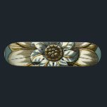 Skateboard Medallón Ornate Floral sobre fondo azul claro<br><div class="desc">Un fondo azul claro es el acento de este pintado de medallón floral de Vision Studio. Las capas de hojas multiplican la belleza de la flor,  dándole una calidad muy parecida a la de la vida. ¡Compra hoy y deja que florezca en tu casa!</div>