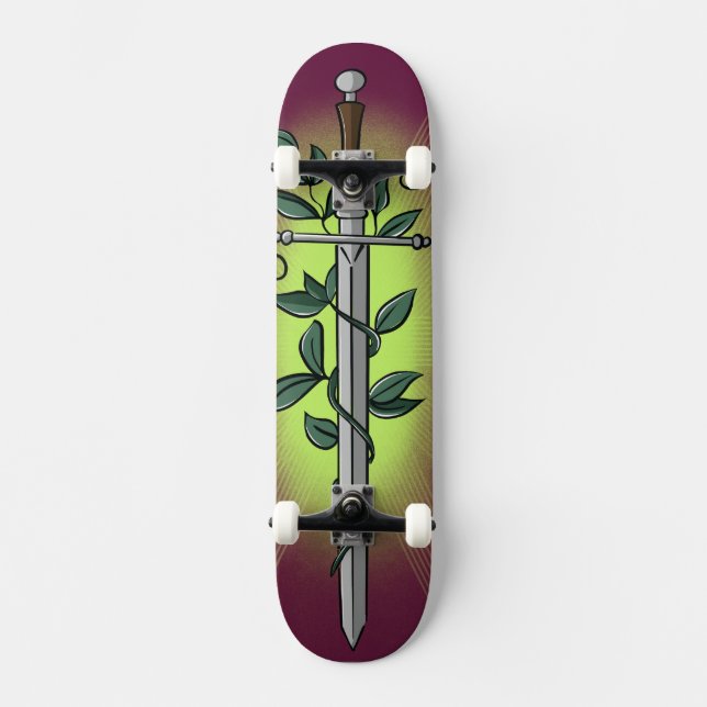 Skateboard Medieval Sword & Vine  (Anverso)