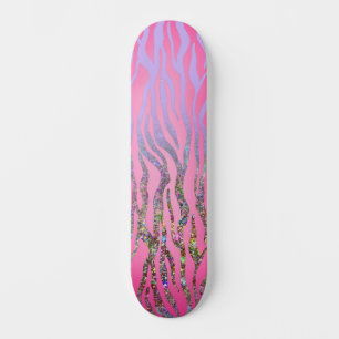 Skateboard Medio Brillo Impresión Tigre Rosa