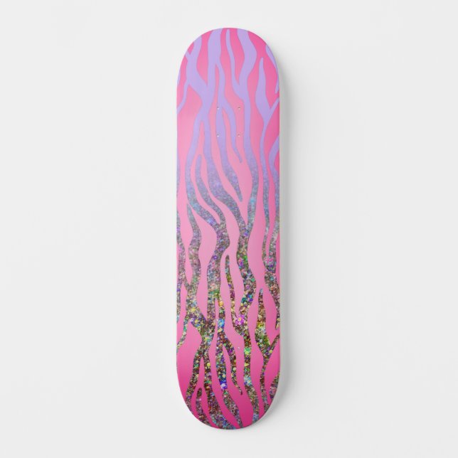 Skateboard Medio Brillo Impresión Tigre Rosa (Anverso)