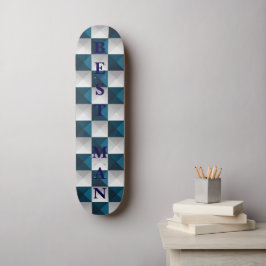 Skateboard MEJOR HOMBRE Patrón Geométrico Patines Blue Silver