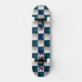 Skateboard MEJOR HOMBRE Patrón Geométrico Patines Blue Silver