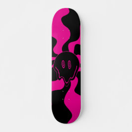 Skateboard Melt sonriente - Magenta y negro
