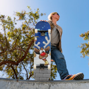 Skateboard Meme Divertido de Navidad de Reno Espiando