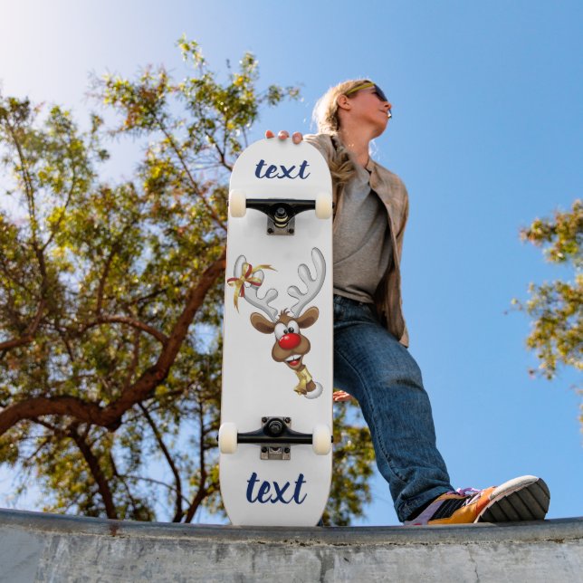 Skateboard Meme Divertido de Navidad de Reno Mirando (Exterior 1)