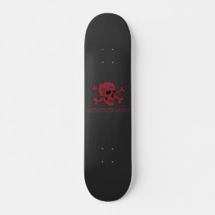 Skateboard Memento Mori Rojo Carmesí Calavera y Huesos Cruzad