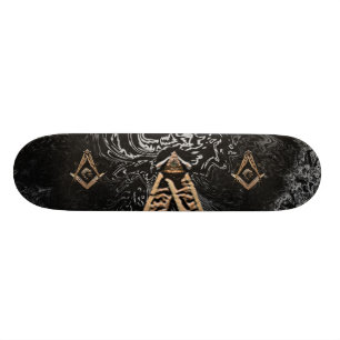 Skateboard Mentes masónicas (dorado)
