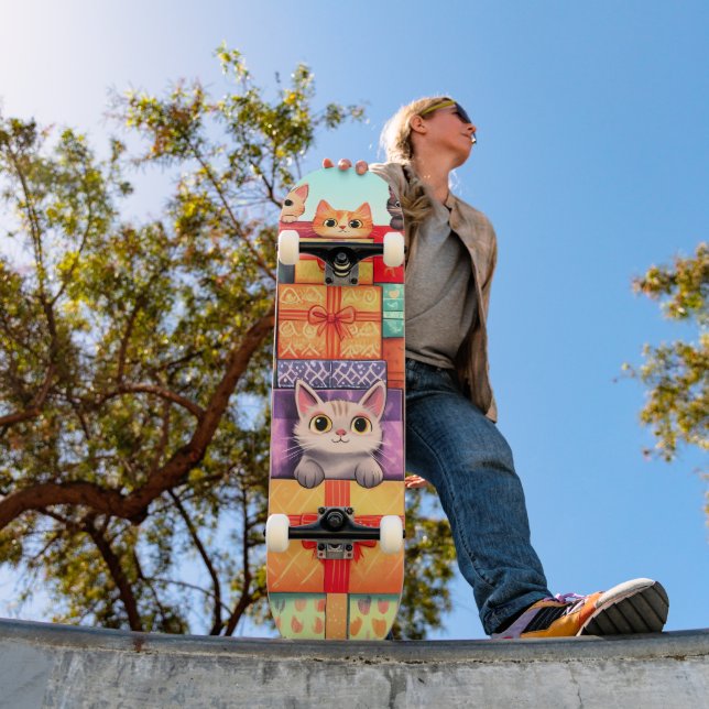 Skateboard Meow Gift Birthday Tower (Exterior 1)
