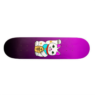 SKATEBOARD MEOWY LUCKY CAT MANEKI NEKO FUSCHIA / NEGRO