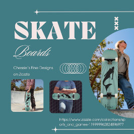 Skateboard Mermaid Silhouette Sun Ray