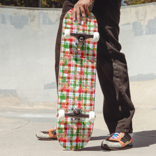 Skateboard Merry Christmas Decorated Plaid Tartán