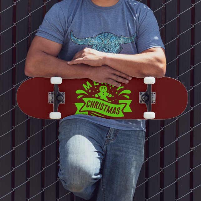 Skateboard MERRY CHRISTMAS divertido hombre de pan de jengibr (Exterior 3)