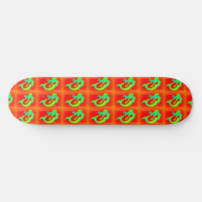 Skateboard merry mermaid christmas  Thunder_Cove  (Horz)