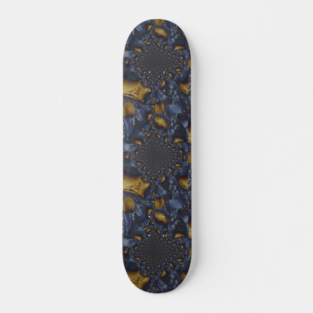 Skateboard Metalizado de fundición azul dorada y plateada (Anverso )