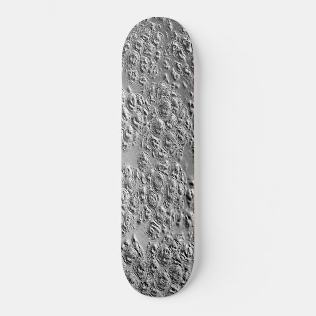 Skateboard Metalizado de plata dañada (Anverso)