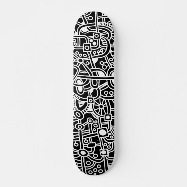 Skateboard Metropolis I - Blanco sobre negro (Anverso )