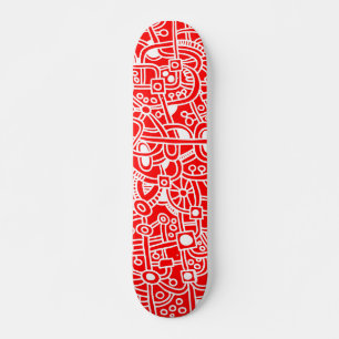 Skateboard Metropolis I - Blanco sobre rojo