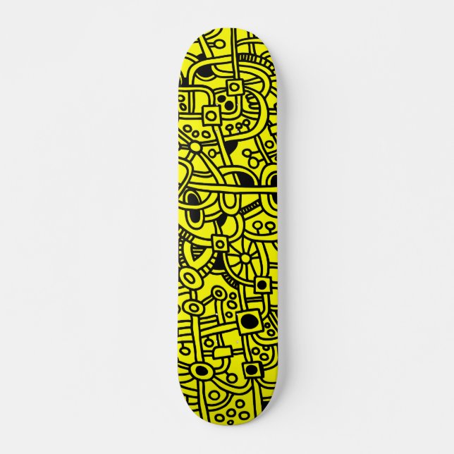 Skateboard Metropolis I - Negro sobre amarillo (Anverso )