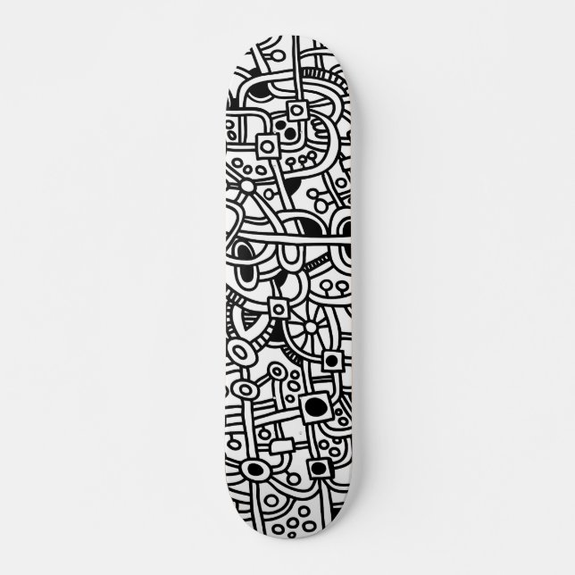 Skateboard Metropolis I - Negro sobre blanco (Anverso )