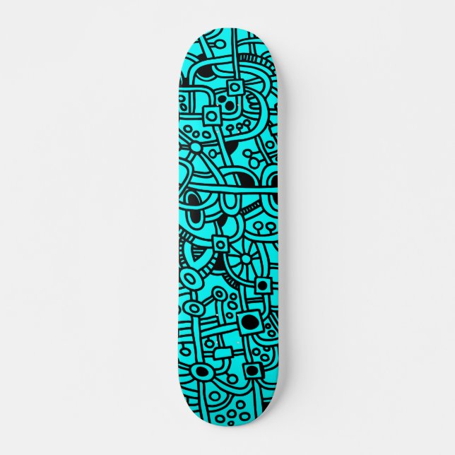 Skateboard Metropolis I - Negro sobre cian (Anverso )