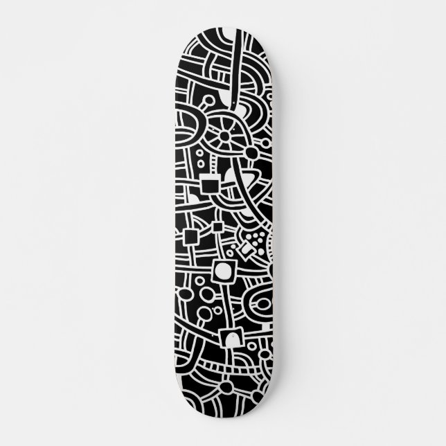 Skateboard Metropolis II - Blanco sobre negro (Anverso )