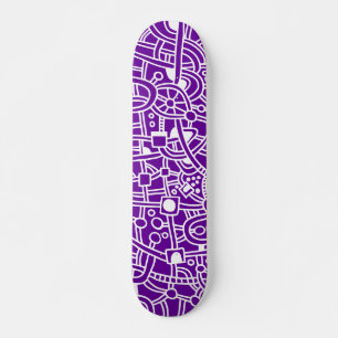 Skateboard Metropolis II - Blanco sobre Púrpura