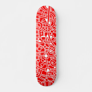 Skateboard Metropolis II - Blanco sobre rojo