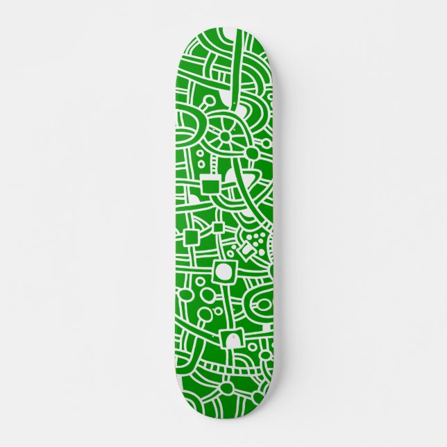 Skateboard Metropolis II - Blanco sobre verde (Anverso )