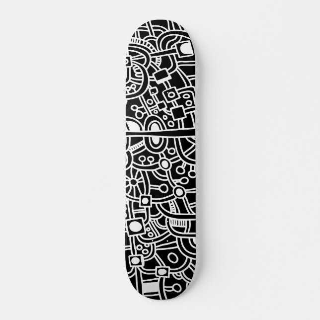Skateboard Metropolis III - Blanco sobre negro (Anverso )