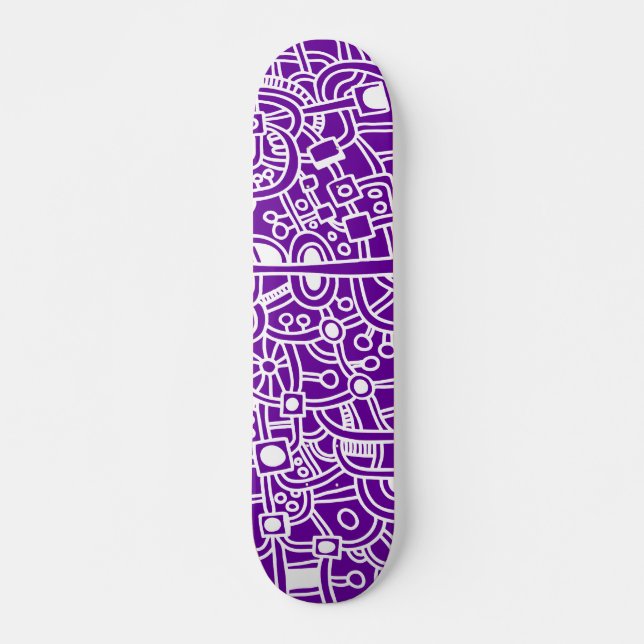 Skateboard Metropolis III - Blanco sobre Púrpura (Anverso )