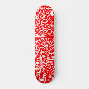 Skateboard Metropolis III - Blanco sobre rojo
