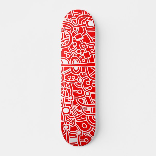 Skateboard Metropolis III - Blanco sobre rojo (Anverso )