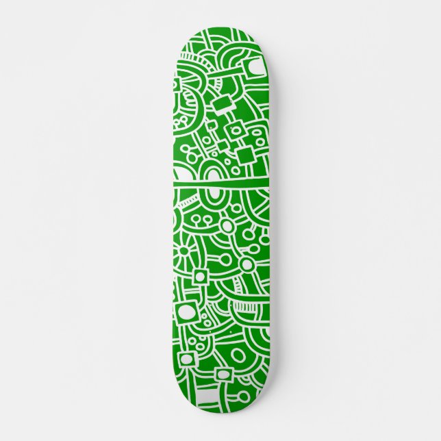 Skateboard Metropolis III - Blanco sobre verde (Anverso )