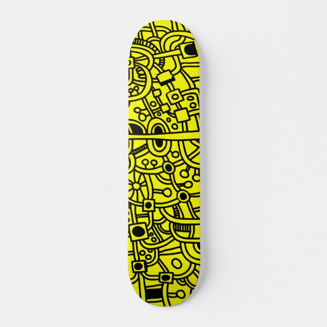 Skateboard Metropolis III - Negro sobre amarillo (Anverso )