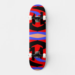Skateboard Mezcla de arte indio y japonés del rojo festivo