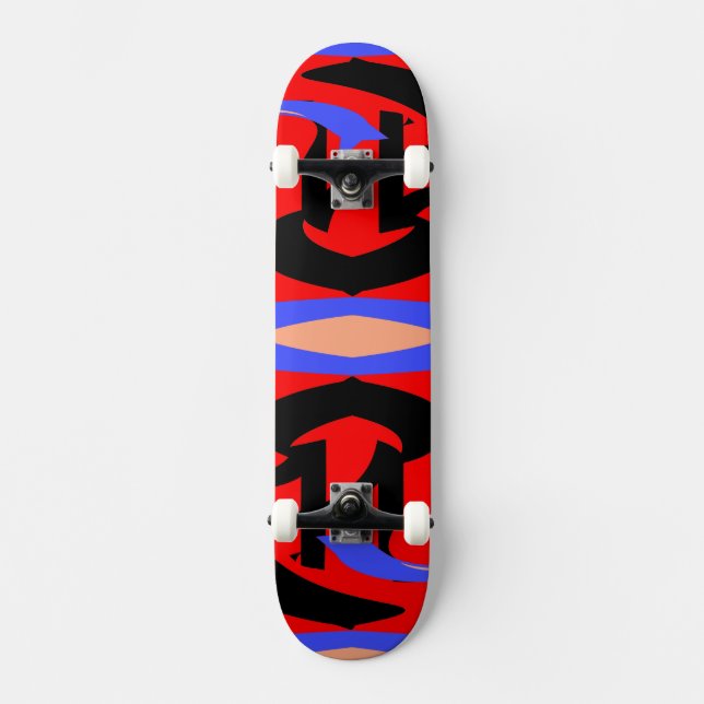 Skateboard Mezcla de arte indio y japonés del rojo festivo (Anverso)