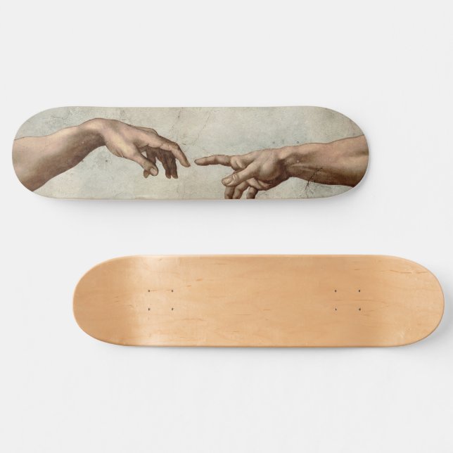 Skateboard Michaelangelo manos creación adam dios (Horz)