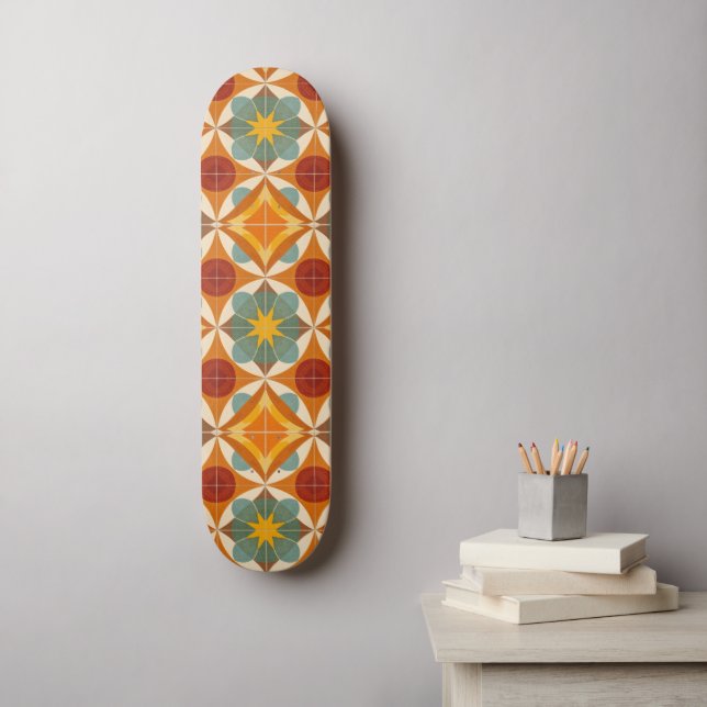 Skateboard Mid Century Modern Atomic Starburst Pattern (Arte de la pared)