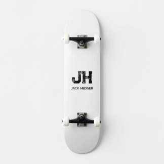 SKATEBOARD MINIMALIST BLACK TWO LETTER MONOGRAM NAME WHITE