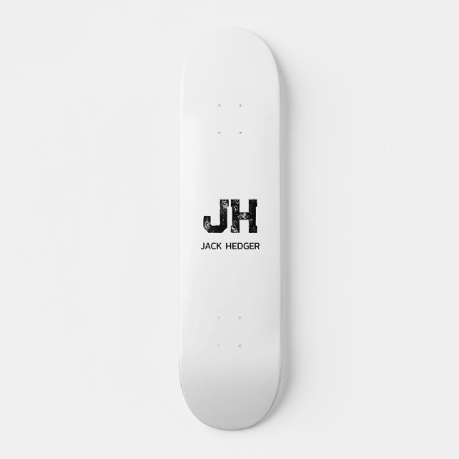 SKATEBOARD MINIMALIST BLACK TWO LETTER MONOGRAM NAME WHITE (Anverso )