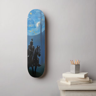 Skateboard Misterioso caballero negro en la selva lunar