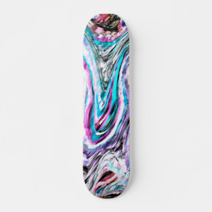 Skateboard Misto de gradiente e chuviscado, ciano y rosa