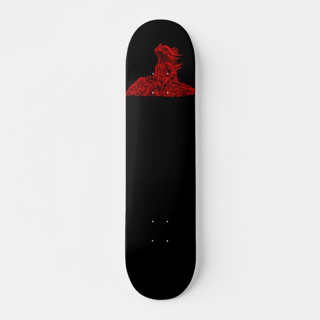 Skateboard mit Rote Drache am Felsen (Anverso )