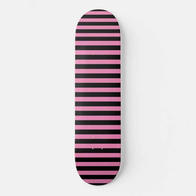 Skateboard Moda clásica de rayas rosadas y negras (Anverso)