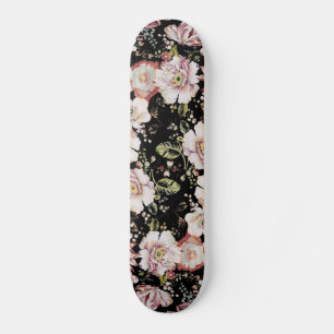 Skateboard moda de campo bohemia francesa floral negra